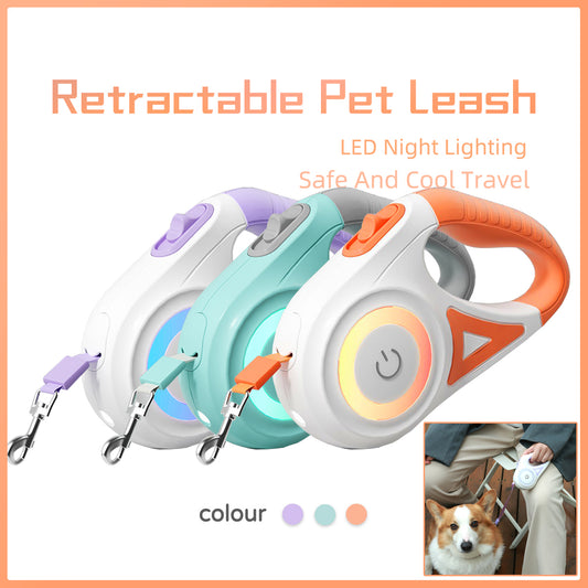 NightWalker™ Retractable Leash — Built-In Spotlight + Reflective