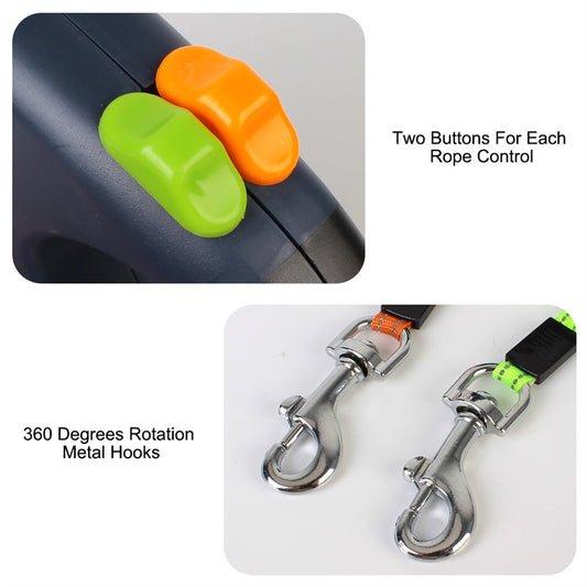 DuoWalk™ LED Dual Dog Leash – Tangle-Free, Safe Night Walking