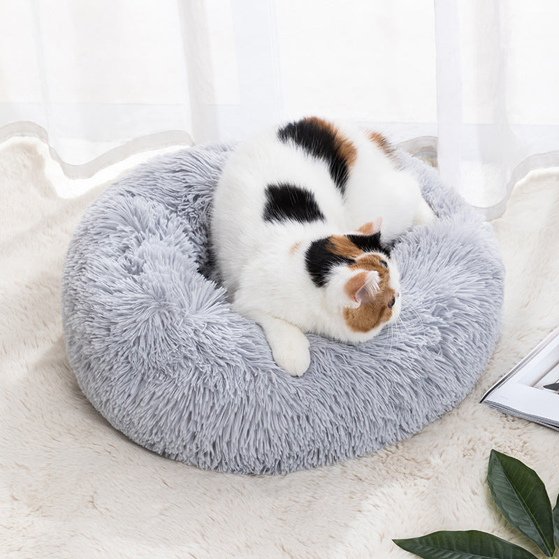 CozyCloud™ Calming Donut Bed for Dogs & Cats