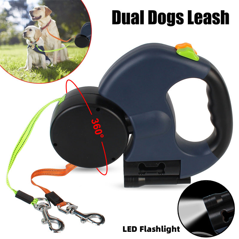 DuoWalk™ LED Dual Dog Leash – Tangle-Free, Safe Night Walking